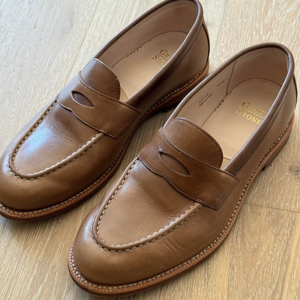 Grant Stone Natural Chromexcel Traveler Penny Loafers